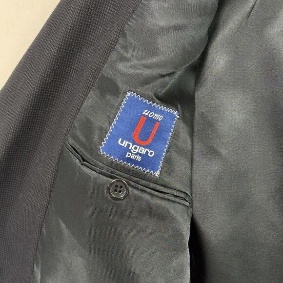 Vtg Ungaro Uomo Blazer Jacket Men 39R Black Wool Two Button Gruppo GFD Italy 90s - Picture 3 of 16